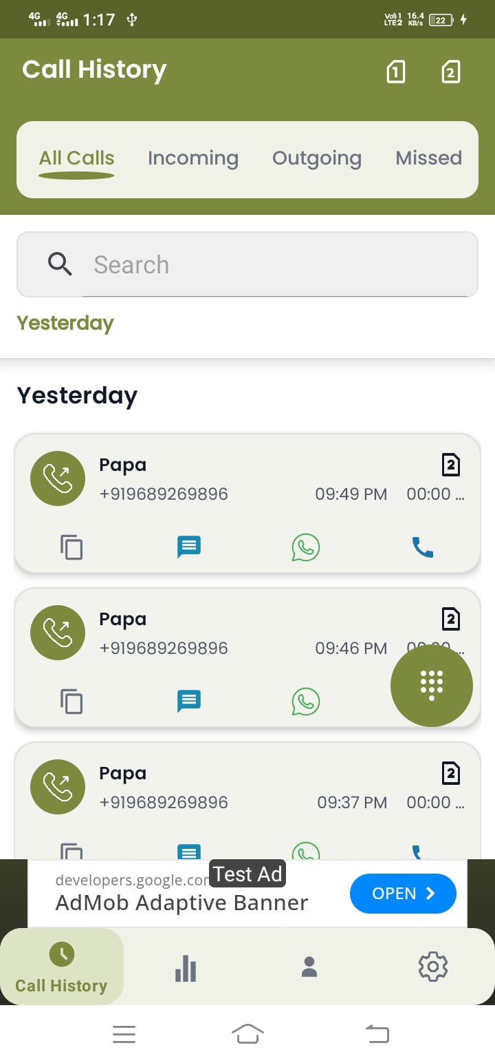 DialSummary App - Call History